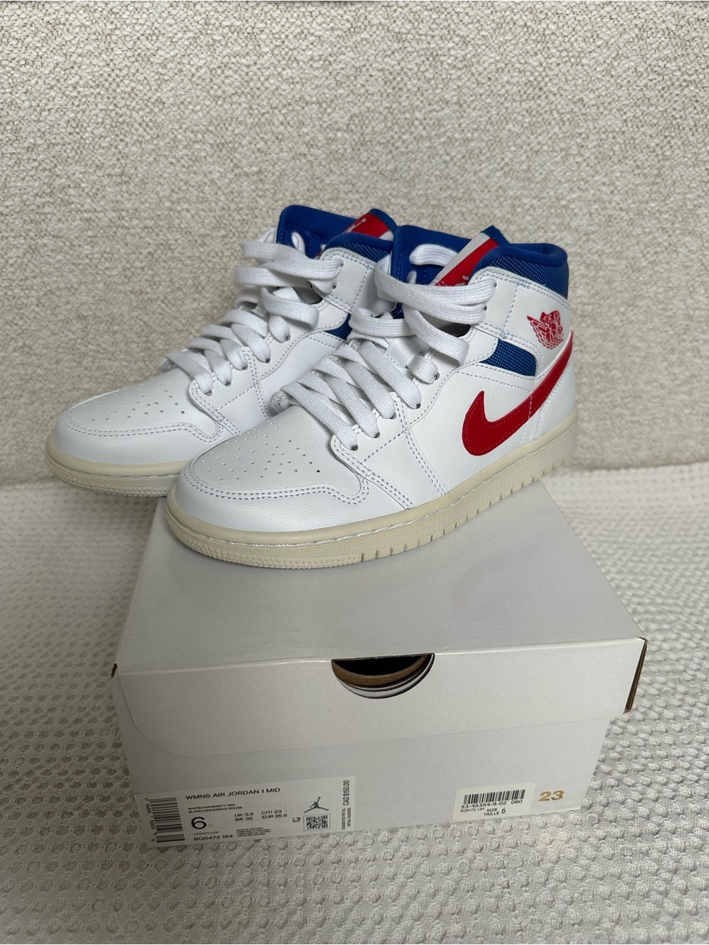 Jordan Mid-Top Sneakers in Blue, Red, White